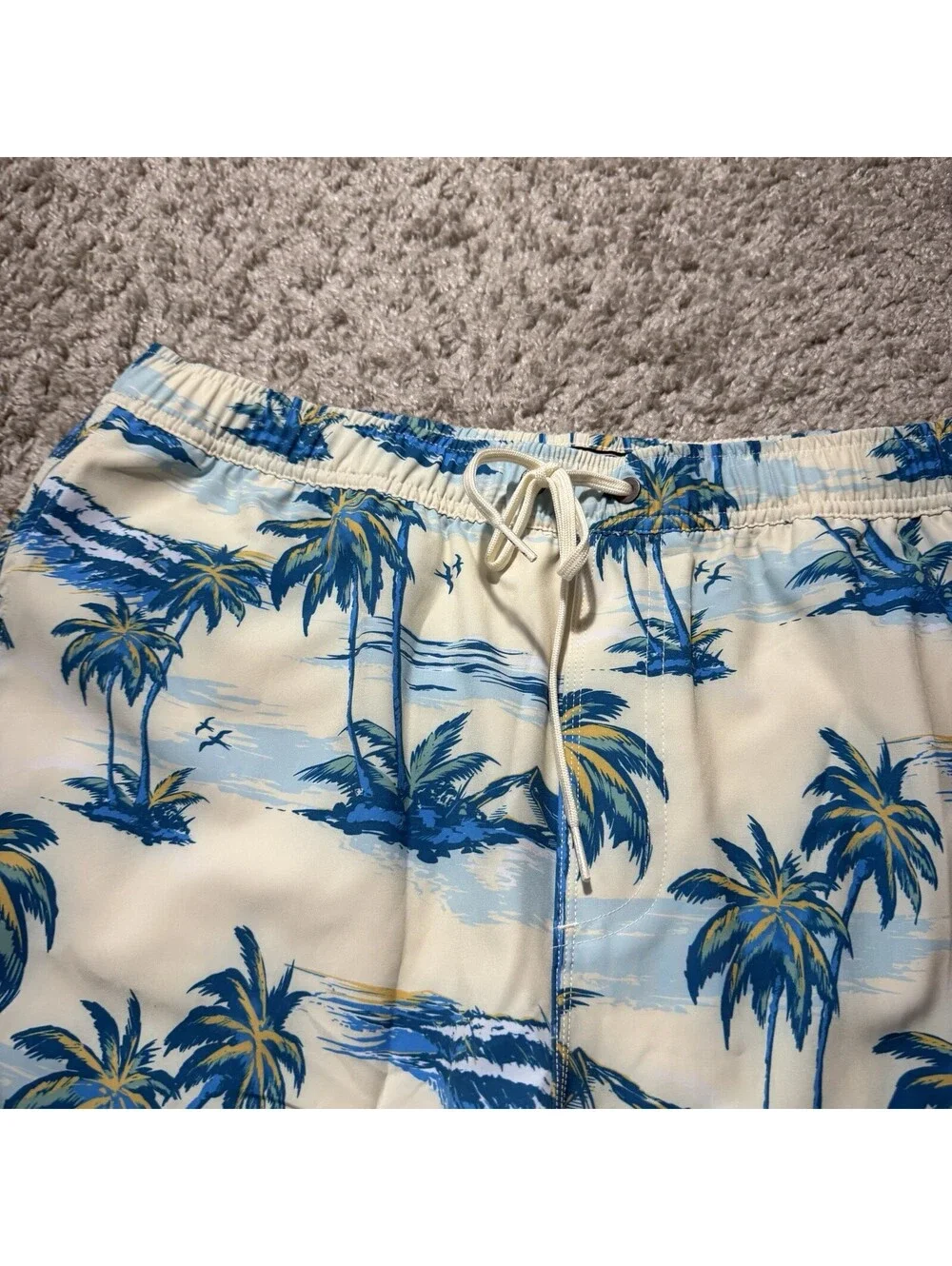 O’Neill Hyperfreak Boardshorts Blue & White Tropical Palm Swim Trunks Mens XL